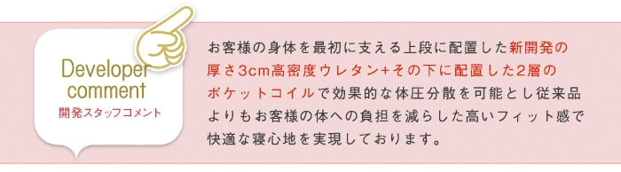 極厚2層マットレス クイーン 単品 ポケットコイル 厚み24cm 高密度ウレタン 分割可能 快眠