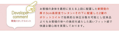極厚2層マットレス クイーン 単品 ポケットコイル 厚み24cm 高密度ウレタン 分割可能 快眠
