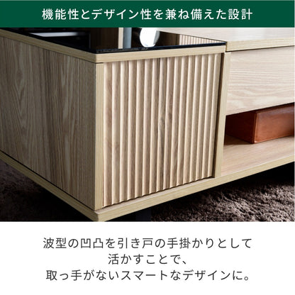 和モダンｘブラックガラス 昇降 リフティングテーブル 幅80cm ローテーブル PC作業 在宅ワーク