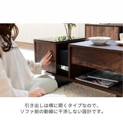 和モダンｘブラックガラス 昇降 リフティングテーブル 幅80cm ローテーブル PC作業 在宅ワーク