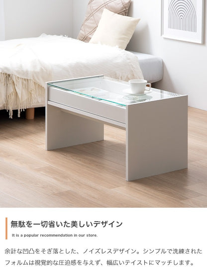 ガラステーブル 幅75cm シンプル モダン 収納 ディスプレイ センターテーブル ローテーブル