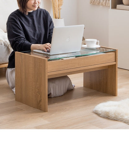 ガラステーブル 幅75cm シンプル モダン 収納 ディスプレイ センターテーブル ローテーブル