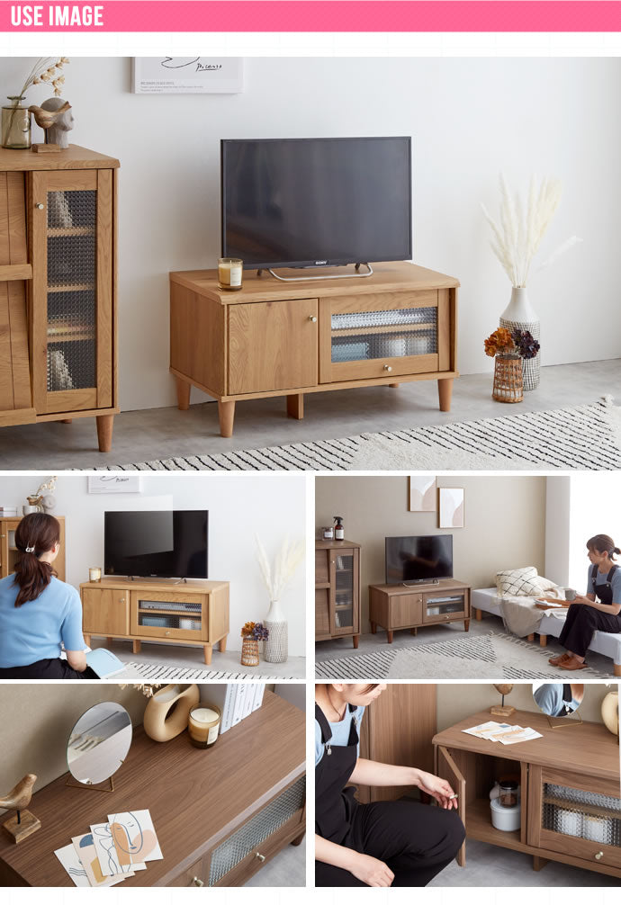テレビ台 ガラス扉 ローボード 幅90cm 収納 目安40インチまで コンパクト