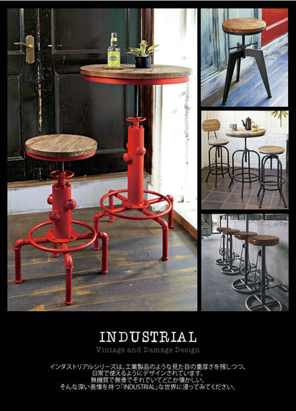 バーテーブル INDUSTRIAL ハイテーブル ヴィンテージ加工 レトロ 昇降