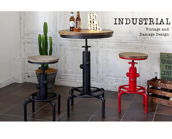 バーテーブル INDUSTRIAL ハイテーブル ヴィンテージ加工 レトロ 昇降