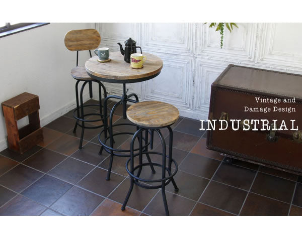 バーテーブル INDUSTRIAL ハイテーブル ヴィンテージ加工 昇降
