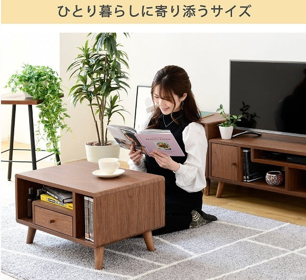 リビングテーブル 収納付き 幅60 引き出し 木製 北欧風 ローテーブル Pico おしゃれ コンパクト