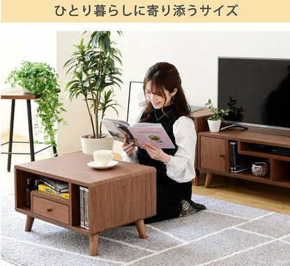 リビングテーブル 収納付き 幅60 引き出し 木製 北欧風 ローテーブル Pico おしゃれ コンパクト