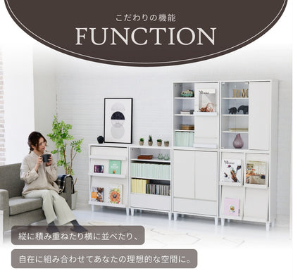 木製キャビネット 幅60cm 薄型 リビングチェスト 北欧風 引き出し付きラック サイドボード オープン収納 奥行30 スリム収納棚