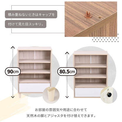 木製キャビネット 幅60cm 薄型 リビングチェスト 北欧風 引き出し付きラック サイドボード オープン収納 奥行30 スリム収納棚