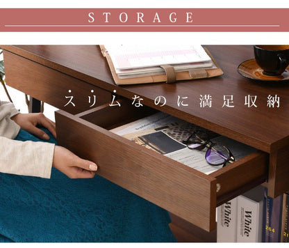 2WAY パソコンデスク 幅90cm ハイタイプ／ロータイプ 棚付き
