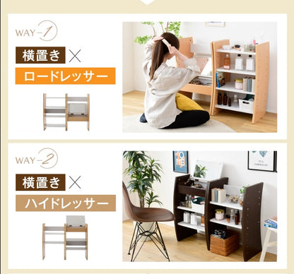 コンパクトドレッサーデスク／ロー＆ハイタイプ対応／高さ調整可能・省スペース設計 ホワイト・ブラウン・レッド