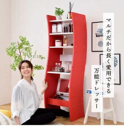 コンパクトドレッサーデスク／ロー＆ハイタイプ対応／高さ調整可能・省スペース設計 ホワイト・ブラウン・レッド