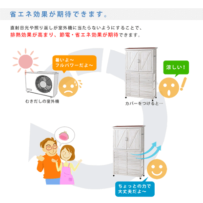 室外機カバー 収納庫付 ガーデニング DNS-N0707 逆ルーバー 省エネ 倉庫 天然木