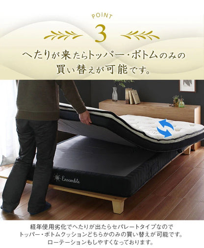 ダブル 3層ポケットコイルマットレス 分割可能 マットレス単品 メモリーフォーム 2年保証 オーガニックコットン 極厚ウレタン 低反発