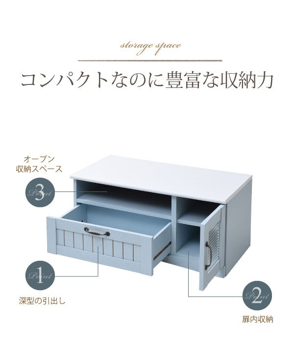フレンチカントリー テレビ台 幅80cm 木製 コンパクト ローボード 32型対応 シャビーシック 姫系家具