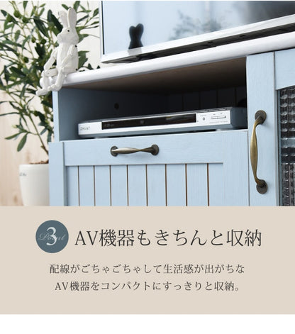フレンチカントリー テレビ台 幅80cm 木製 コンパクト ローボード 32型対応 シャビーシック 姫系家具