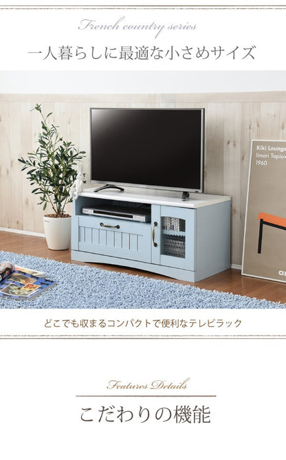 フレンチカントリー テレビ台 幅80cm 木製 コンパクト ローボード 32型対応 シャビーシック 姫系家具