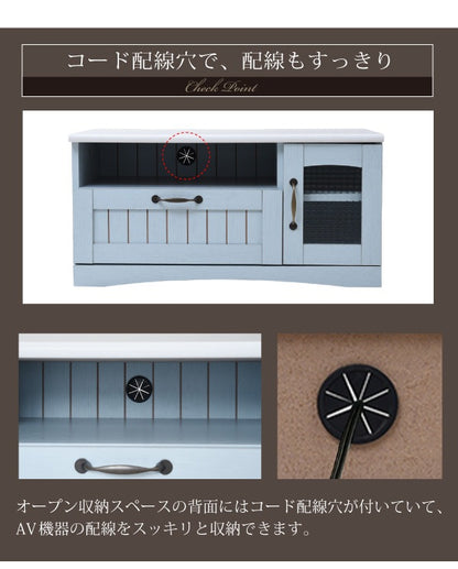 フレンチカントリー テレビ台 幅80cm 木製 コンパクト ローボード 32型対応 シャビーシック 姫系家具