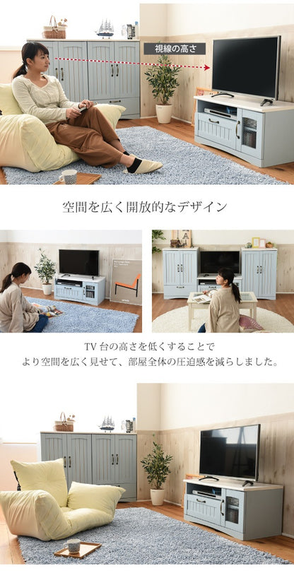 フレンチカントリー テレビ台 幅80cm 木製 コンパクト ローボード 32型対応 シャビーシック 姫系家具