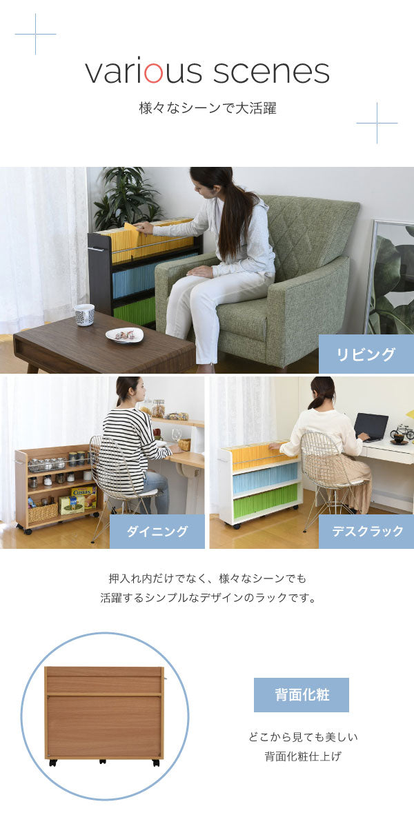 すきま収納 2個セット 押し入れ クローゼット 幅19.5cm 縦スライド 棚