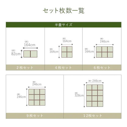 ユニット畳 システム畳 い草 82x164cm 1畳3枚組 国産 連結ジョイント付き