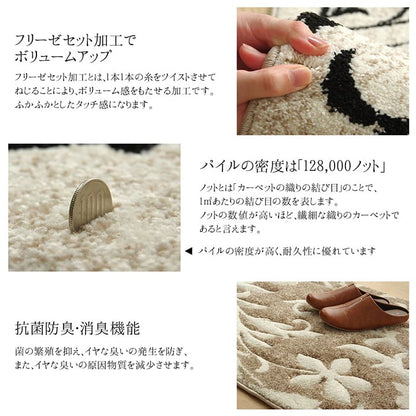 玄関マット 70x120cm トルコ製 ウィルトン織 抗菌防臭 カービング 消臭