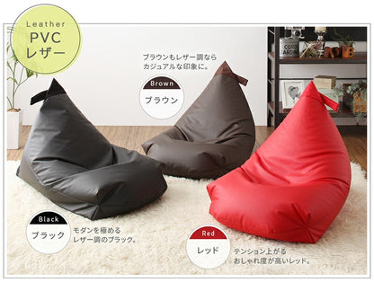 ビーズクッション おしゃれ 背もたれ オックスフォード／／PVCレザーデニム調 モダンテイスト 日本製