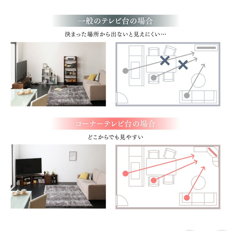 コーナーテレビ台 4点セット （コーナーテレビボード + オープンラック + チェスト + コーナーラック） 組み合わせ自由 ロータイプ