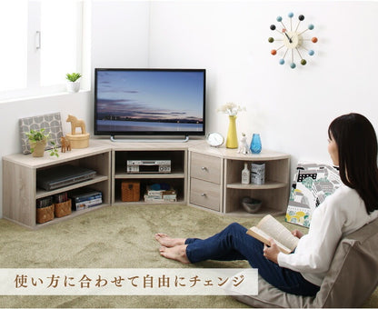 コーナーテレビ台 4点セット （コーナーテレビボード + オープンラック + チェスト + コーナーラック） 組み合わせ自由 ロータイプ