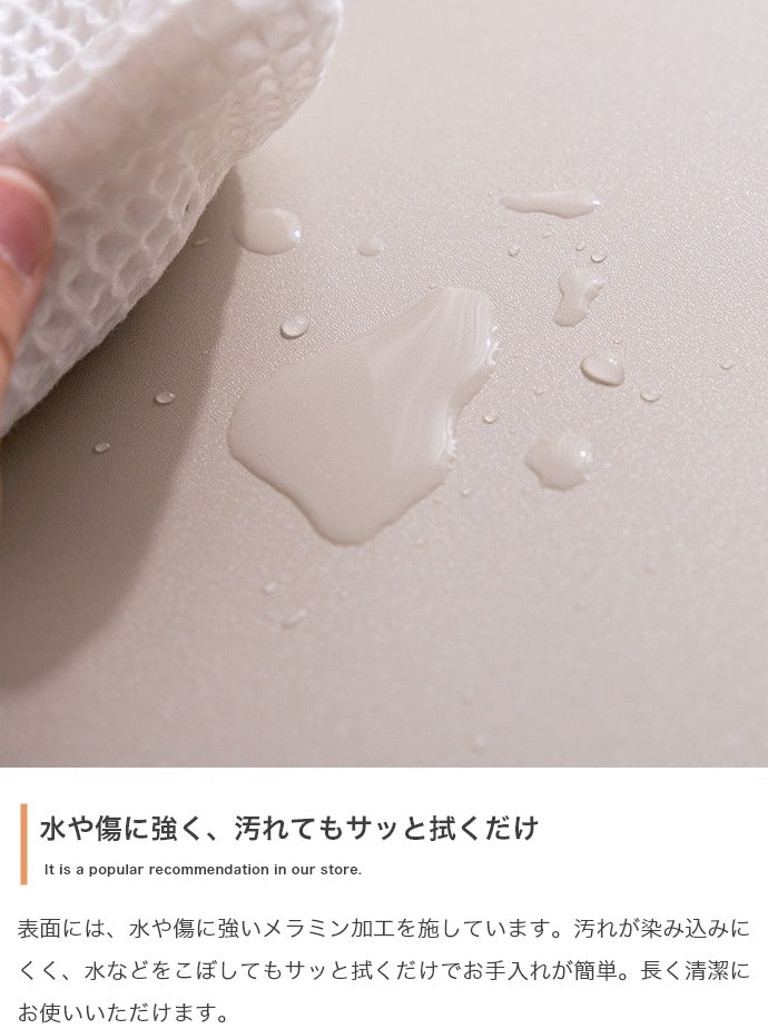 壁寄せ デスク 棚付き マルチデスク 幅90cm コンパクト 半楕円 アシンメトリー