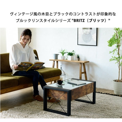 リビングテーブル コレクション センターテーブル 幅75 奥行48 高さ35 引き出し ガラス