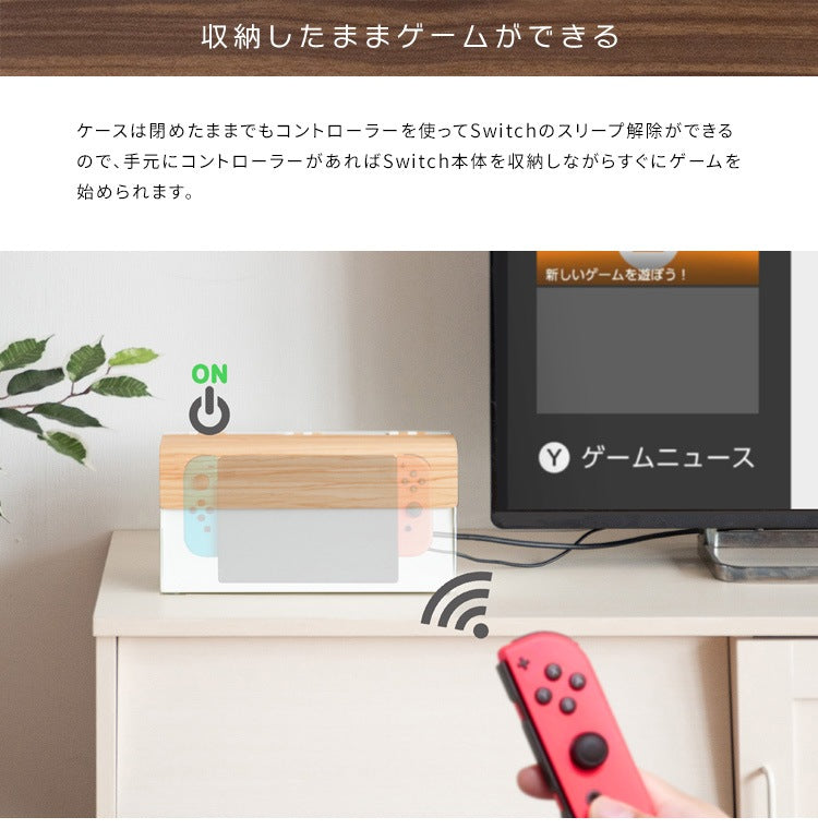 Nintendo Switch用 収納ケース TEER 卓上/壁掛け 木目柄 スチール製