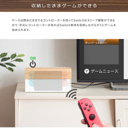 Nintendo Switch用 収納ケース TEER 卓上/壁掛け 木目柄 スチール製