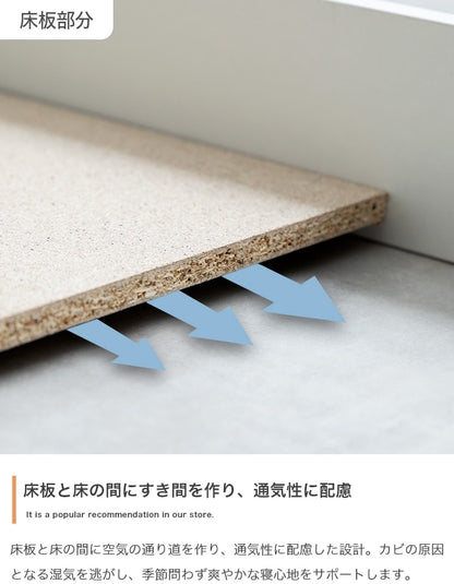 シングルベッド + マットレスセット ポケットコイルマットレス 2口コンセント付き 宮棚付き ローベッド 充電 フロアベッド