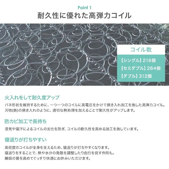 セミダブルベッド + マットレスセット 2口コンセント付き ボンネルマットレス 宮棚 ローベッド
