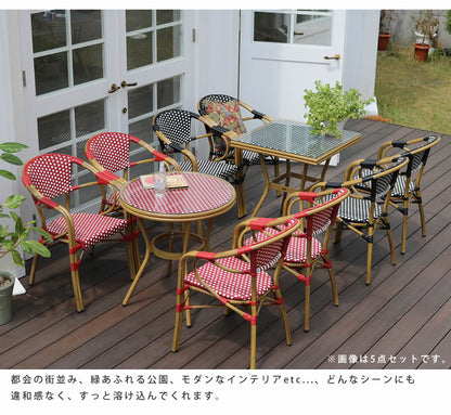 ラウンドテーブル3点セット（テーブル + チェア2点） カフェ風 ガーデンテーブル テラス バルコニー