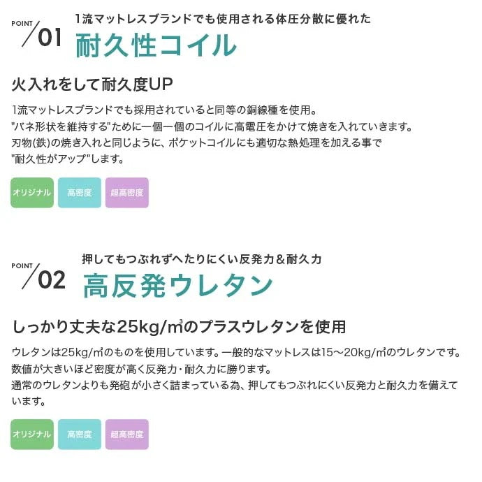 シングルベッド + マットレスセット ローベッド 幅広フレーム ヘッドボードタイプ 2口コンセント付き 超高密度ポケットコイルマットレス