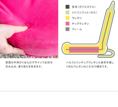 ネコ ウサギ 座椅子 ファブリック 黒 ピンク しっぽ