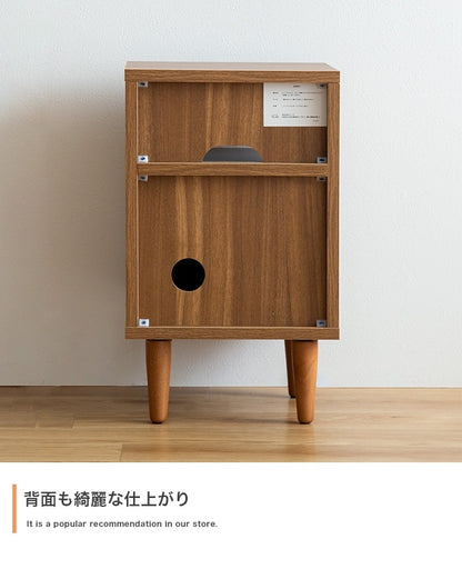ナイトテーブル 幅32cm フラップ扉 サイドキャビネット 収納 サイドテーブル 省スペース
