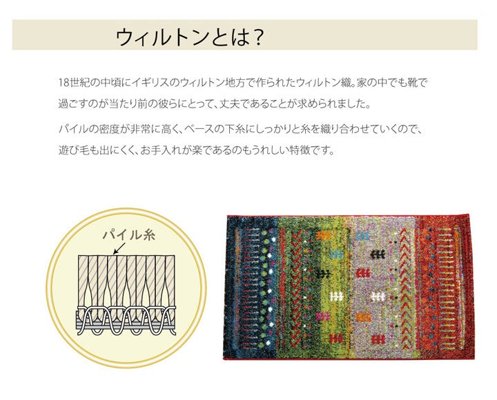 玄関マット 北欧風 60x90cm ギャベ柄 トルコ製 ウィルトン織 高耐久