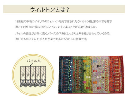玄関マット 北欧風 60x90cm ギャベ柄 トルコ製 ウィルトン織 高耐久