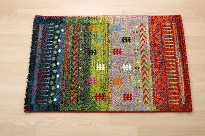 玄関マット 北欧風 60x90cm ギャベ柄 トルコ製 ウィルトン織 高耐久