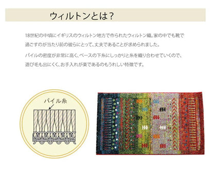 玄関マット 北欧風 70x120cm ギャベ柄 トルコ製 ウィルトン織 高耐久