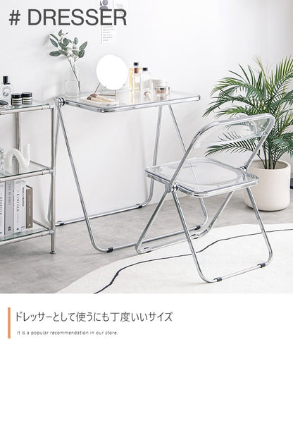 折りたたみ式 デスク 単品 クリア 幅70cm コンパクトデスク 透明