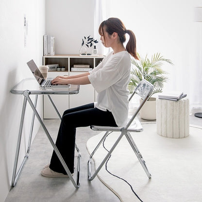 折りたたみ式 デスク 単品 クリア 幅70cm コンパクトデスク 透明
