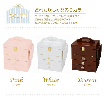 メイクボックス 化粧ボックス 26x19x31cm クリスタルモチーフ 収納 持ち運び コスメボックス 三面鏡