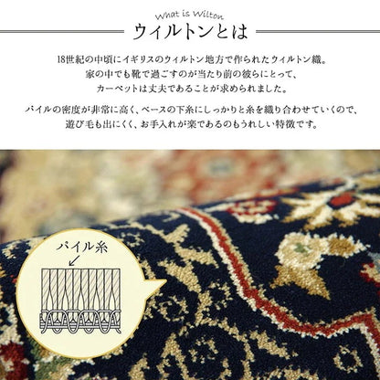 大きめ 玄関マット 70x120cm メダリオン柄 ウィルトン織 抗菌防臭 トルコ製