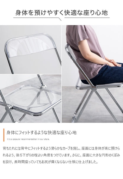 折りたたみ デスク + チェア 2点セット 机 椅子 クリア 省スペース
