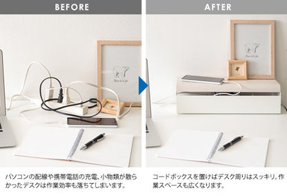 木目スチール製ケーブルボックス 配線収納 コードボックス タコ足 マルチタップ隠し
